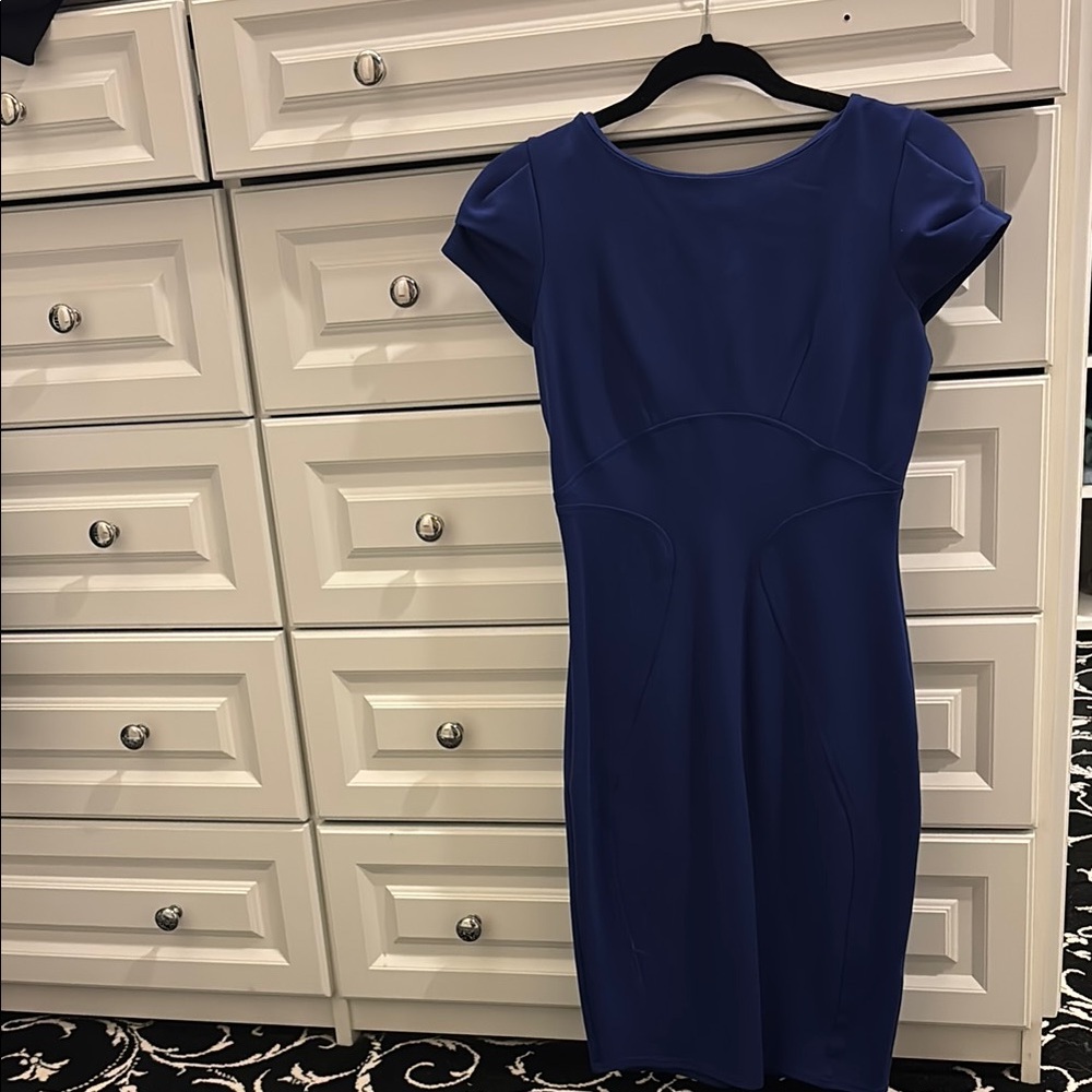 Closet Blue Sheath Mini Dress Crew Neck Short Sleeve